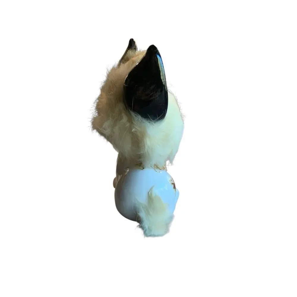 Vintage Brinn's Furry Anthropomorphic Ceramic Cat Kitten Figurine Big‎ Eyes 50s